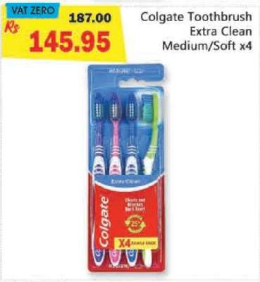 Colgate Toothbrush Extra Clean Medium/Soft x4