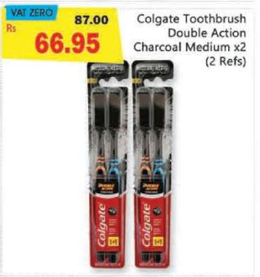Colgate Toothbrush Double Action Charcoal Medium x2 (2 Refs)