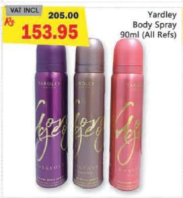 Yardley Body Spray 90ml (All Refs)