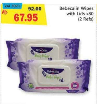 Bebecalin Wipes with Lids x80 (2 Refs)