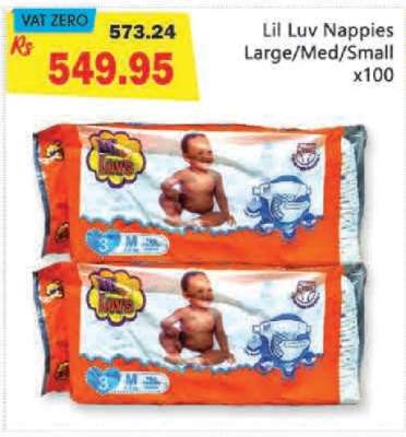 Lil Luv Nappies Large/Med/Small x100