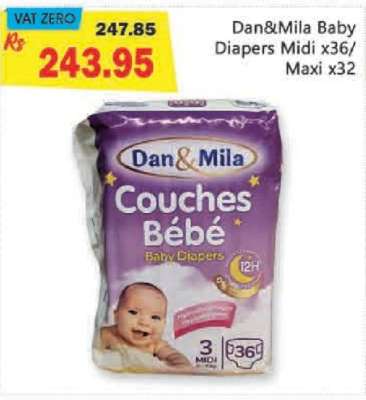 Dan&Mila Baby Diapers Midi x36/Maxi x32