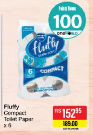 Fluffy Compact Toilet Paper x 6