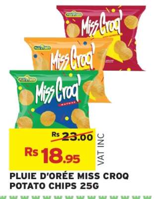 PLUIE D'OREE MISS CROQ POTATO CHIPS 25G