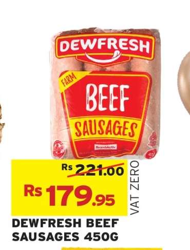 DEWFRESH BEEF SAUSAGES 450G