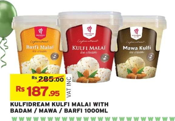 KULFIDREAM KULFI MALAI WITH BADAM / MAWA / BARFI 1000ML