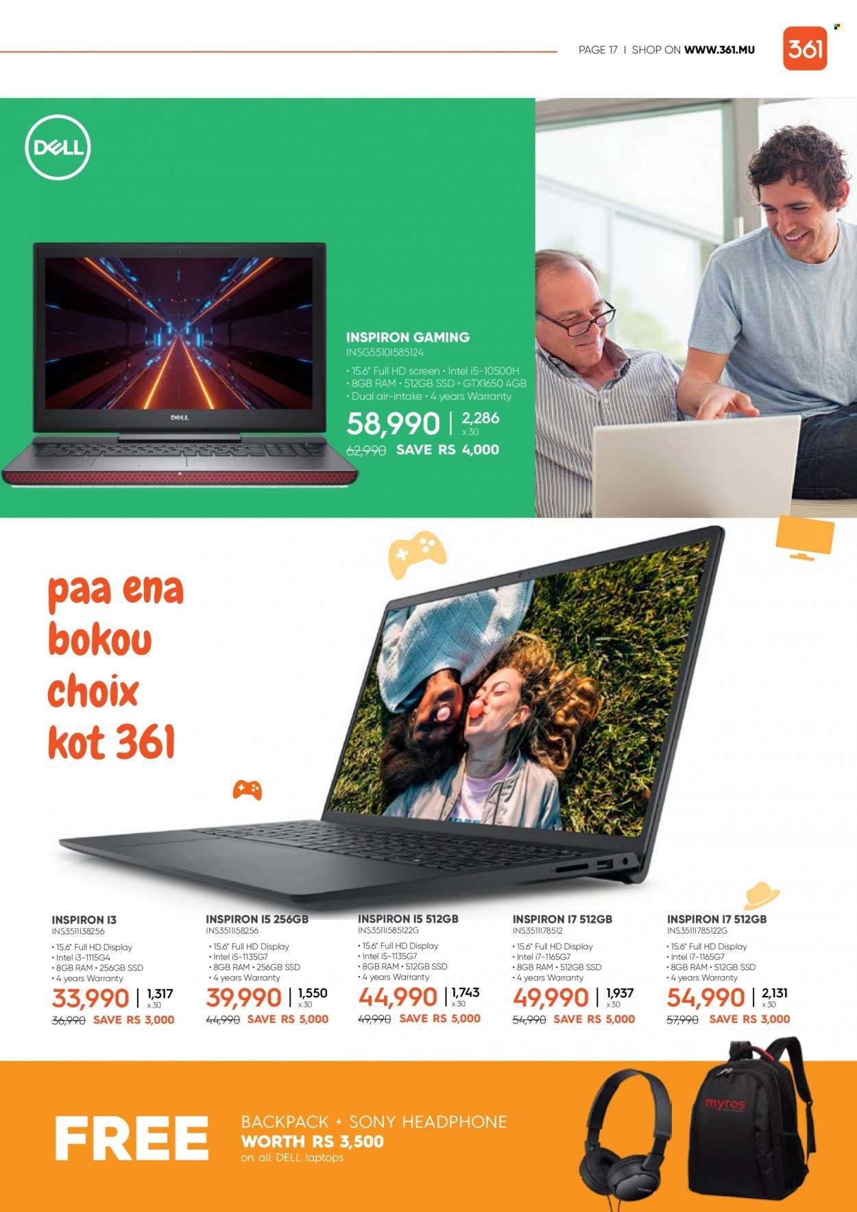 thumbnail - 361 Catalogue - 14.06.2022 - 23.06.2022 - Sales products - Sony, Intel, laptop, Inspiron, headphones, Dell. Page 17.