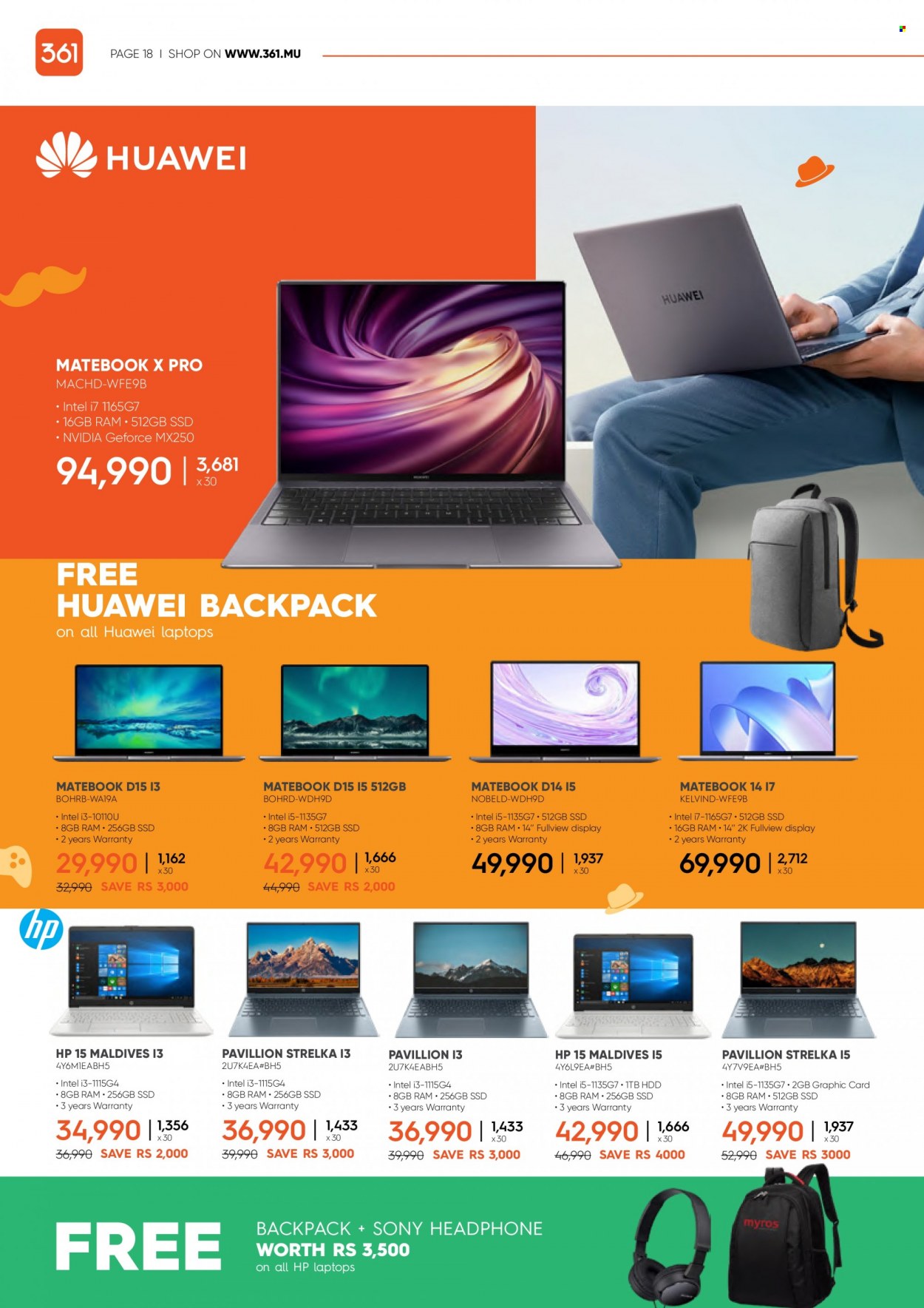 thumbnail - 361 Catalogue - 14.06.2022 - 23.06.2022 - Sales products - Sony, Intel, Hewlett Packard, Huawei, laptop, MateBook, headphones. Page 18.