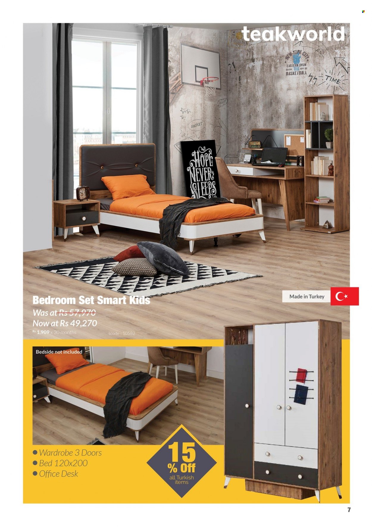thumbnail - Teak World Catalogue - 15.06.2022 - 10.07.2022 - Sales products - bed, wardrobe, office desk, desk. Page 7.