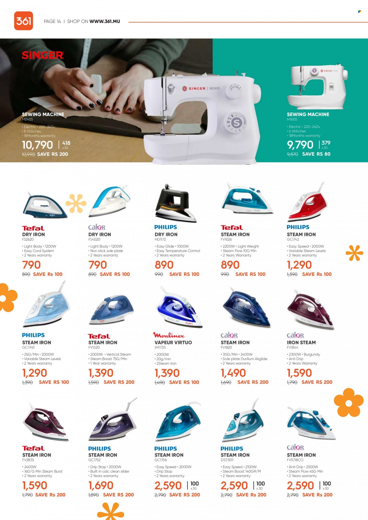 thumbnail - 361 Catalogue - 14.05.2022 - 13.06.2022 - Sales products - iron, steam iron, sewing machine. Page 14.