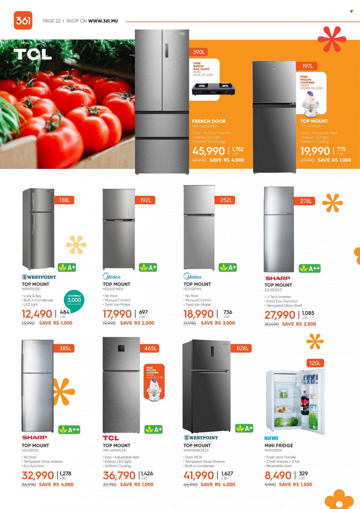 thumbnail - 361 Catalogue - 14.05.2022 - 13.06.2022 - Sales products - Philips, refrigerator, fridge. Page 22.