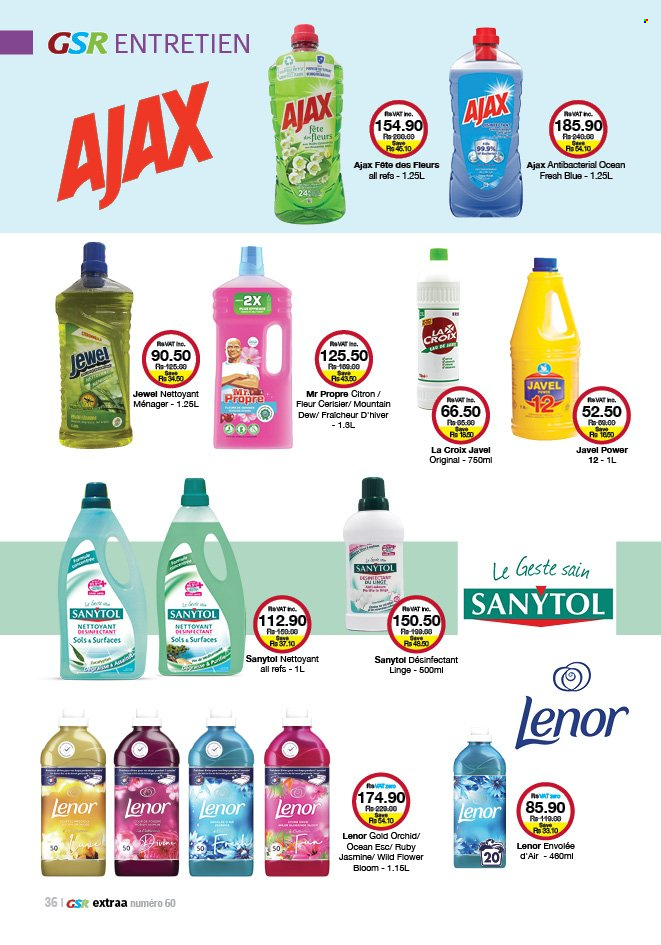 thumbnail - GSR Catalogue - 21.06.2022 - 17.07.2022 - Sales products - Mountain Dew, Ajax, Lenor, Sanytol. Page 36.