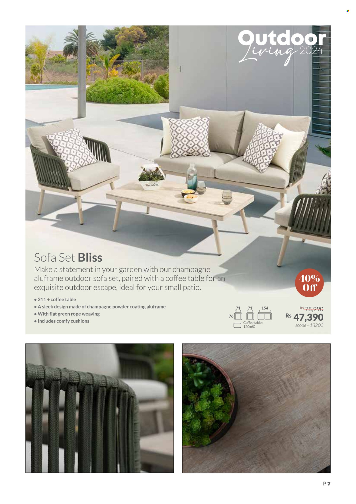 thumbnail - Teak World Catalogue - Sales products - table, sofa, seating set, coffee table, cushion. Page 7.