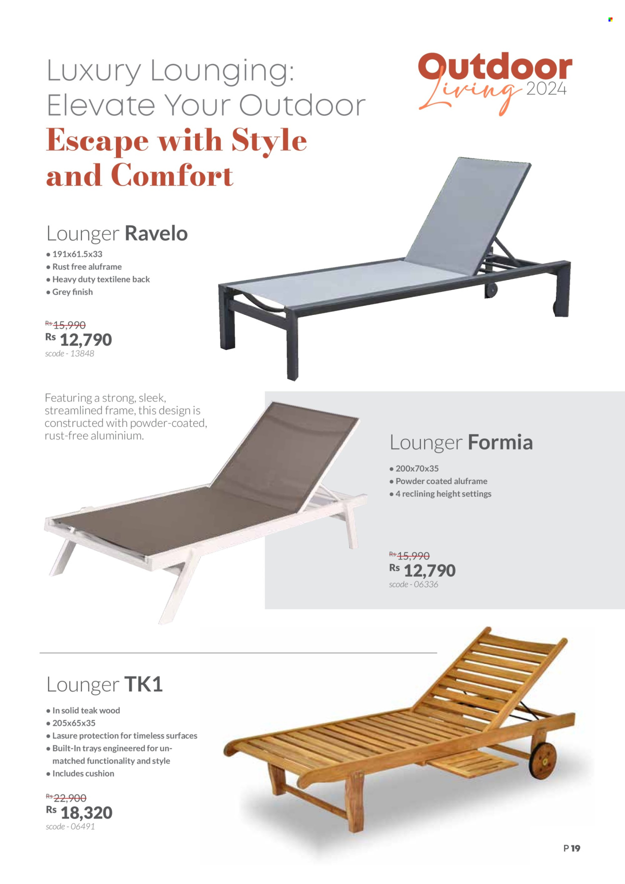 thumbnail - Teak World Catalogue - Sales products - lounger, cushion. Page 19.