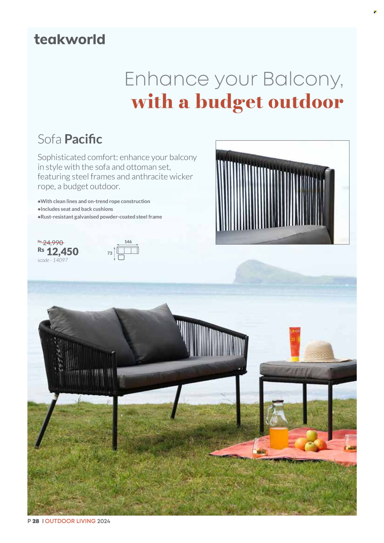 thumbnail - Teak World Catalogue - Sales products - sofa, ottoman, cushion. Page 28.