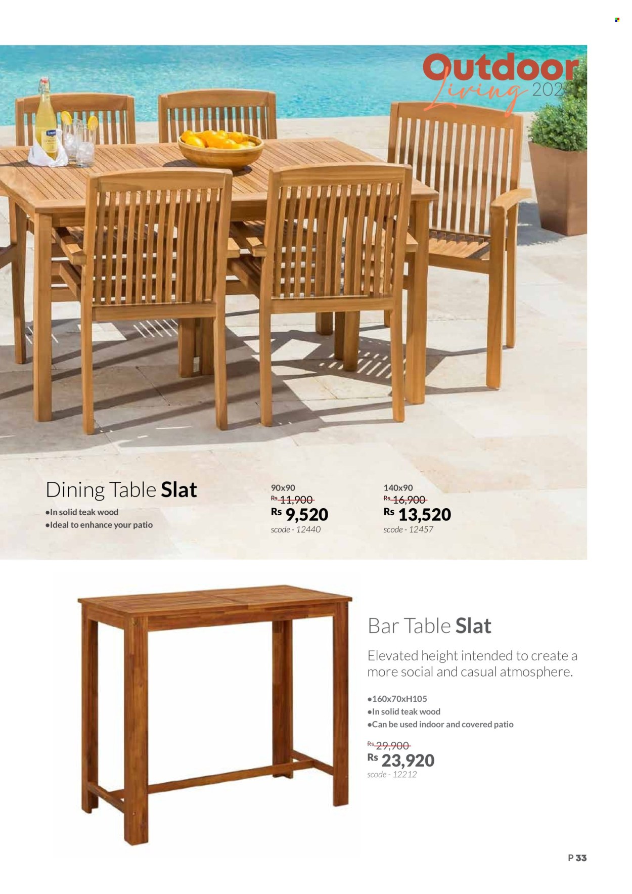 thumbnail - Teak World Catalogue - Sales products - dining table, table, coctail table. Page 33.