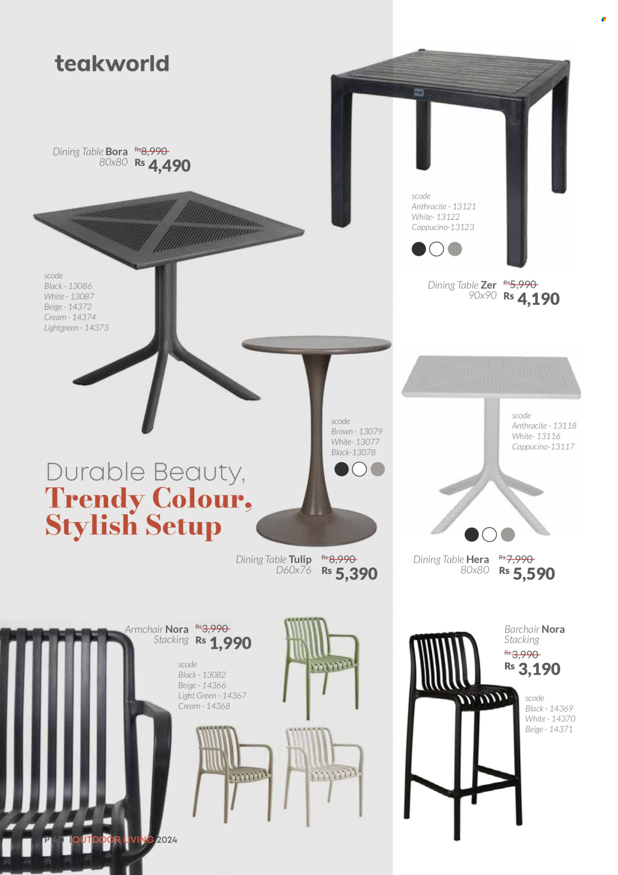 thumbnail - Teak World Catalogue - Sales products - dining table, table, arm chair. Page 40.