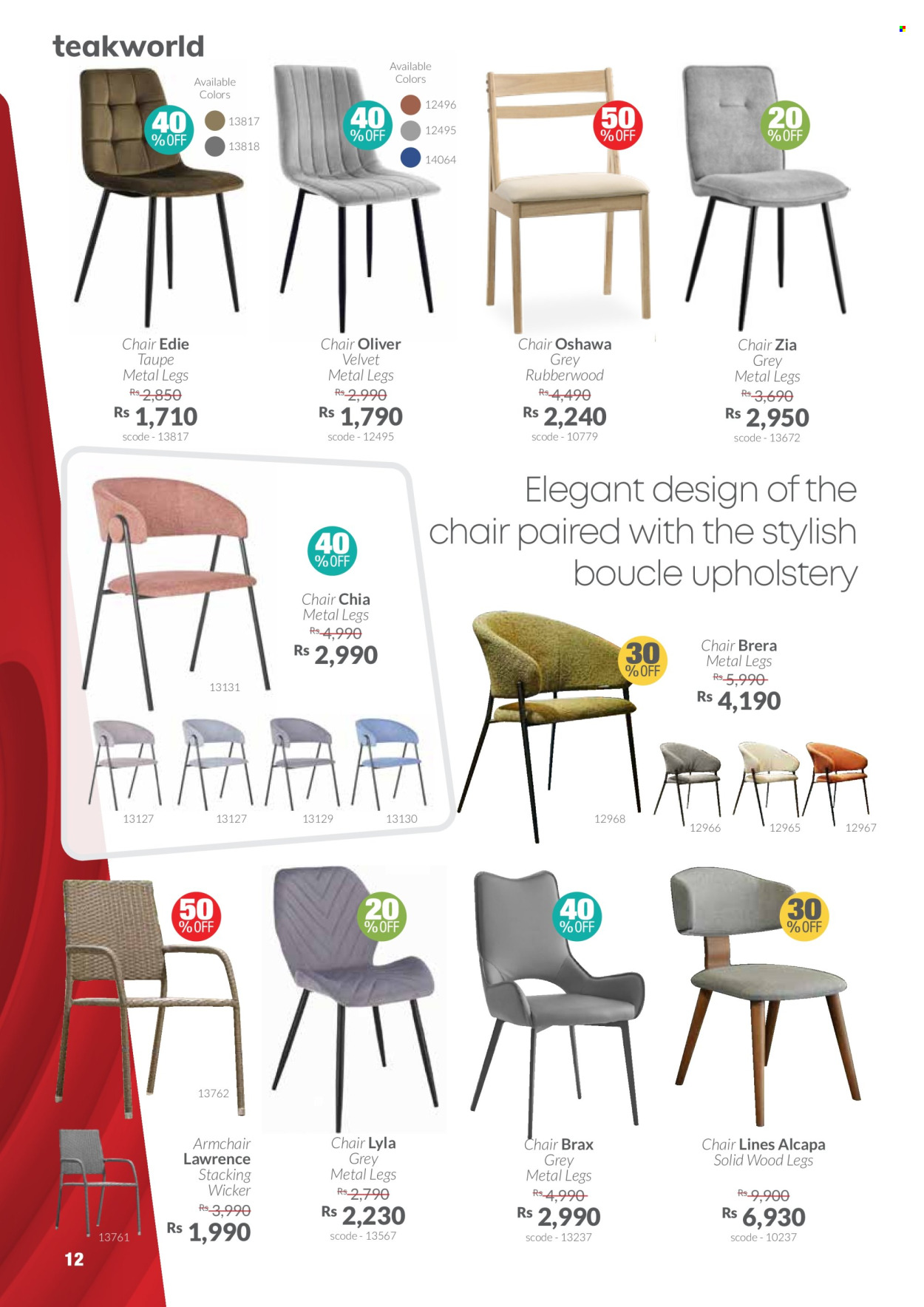 thumbnail - Teak World Catalogue - 3.04.2024 - 30.04.2024 - Sales products - chair, arm chair. Page 12.