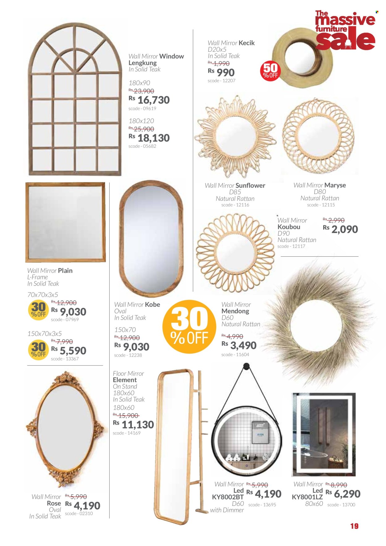 thumbnail - Teak World Catalogue - 3.04.2024 - 30.04.2024 - Sales products - floor mirror, mirror, wall mirror. Page 19.
