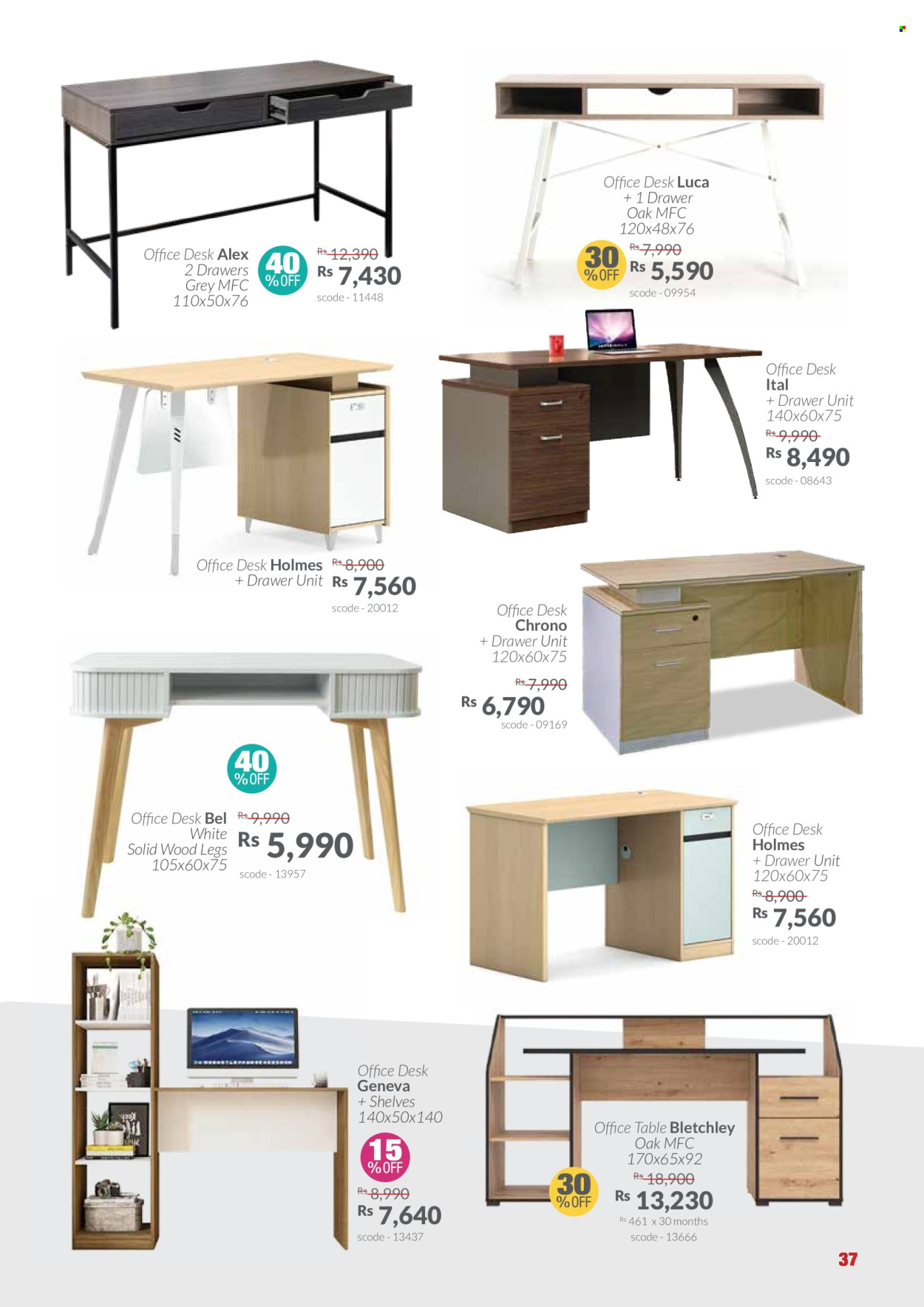 thumbnail - Teak World Catalogue - 3.04.2024 - 30.04.2024 - Sales products - table, drawer base, office desk, desk, cabinet with drawers. Page 37.