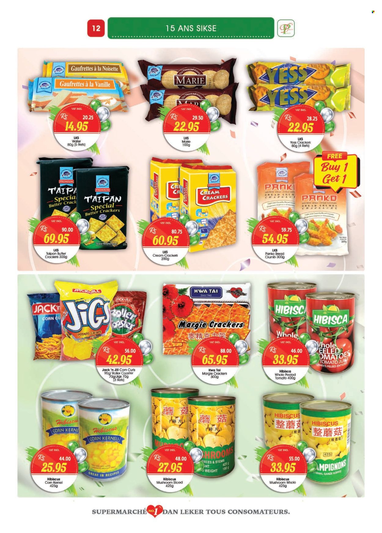 thumbnail - Dreamprice Catalogue - 17.04.2024 - 15.05.2024 - Sales products - breadcrumbs, panko breadcrumbs, corn, wafers, crackers, potato crisps, crisps, tomato juice, juice, vegetable juice. Page 12.