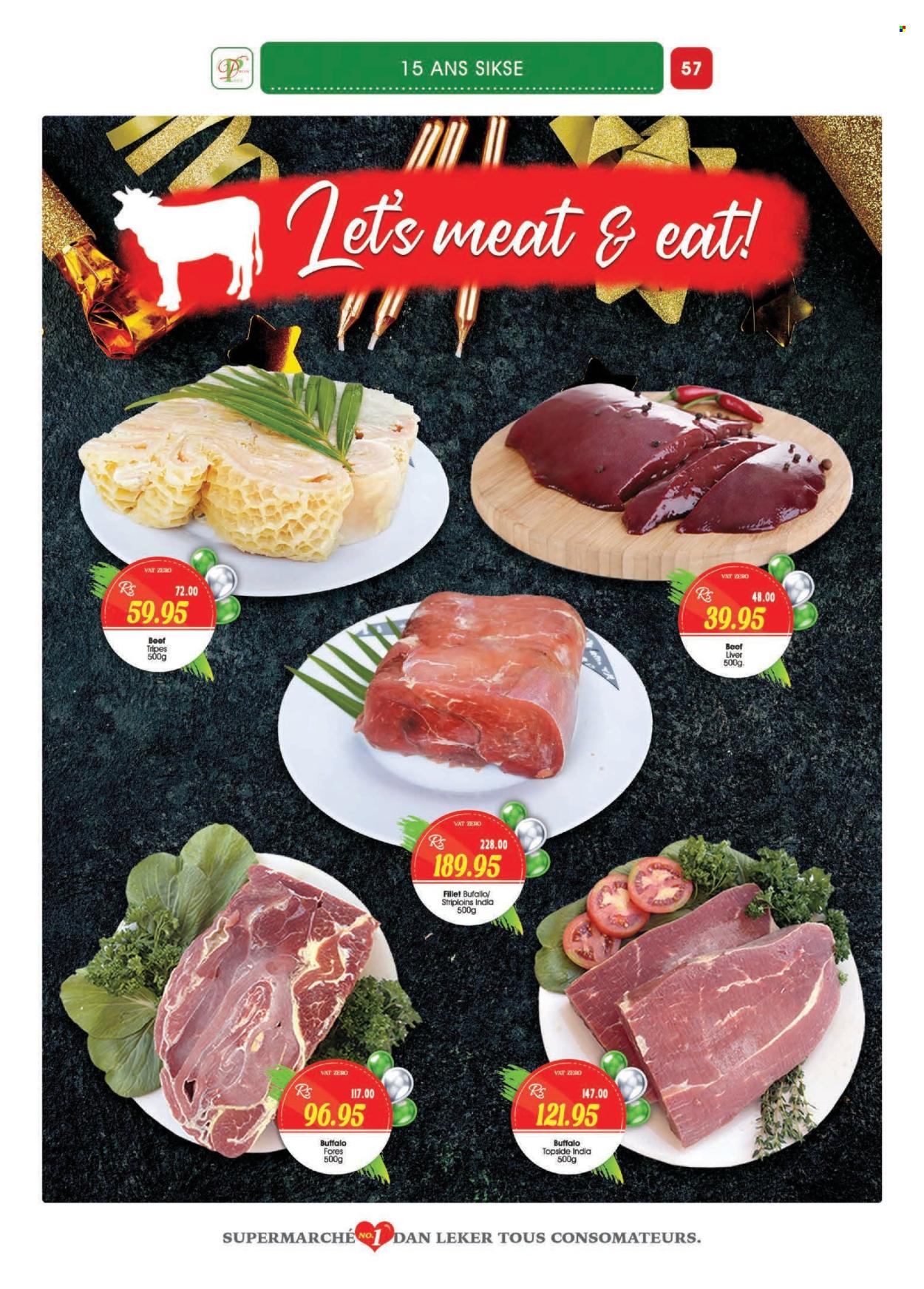 thumbnail - Dreamprice Catalogue - 17.04.2024 - 15.05.2024 - Sales products - beef tripe, beef liver, beef meat. Page 57.