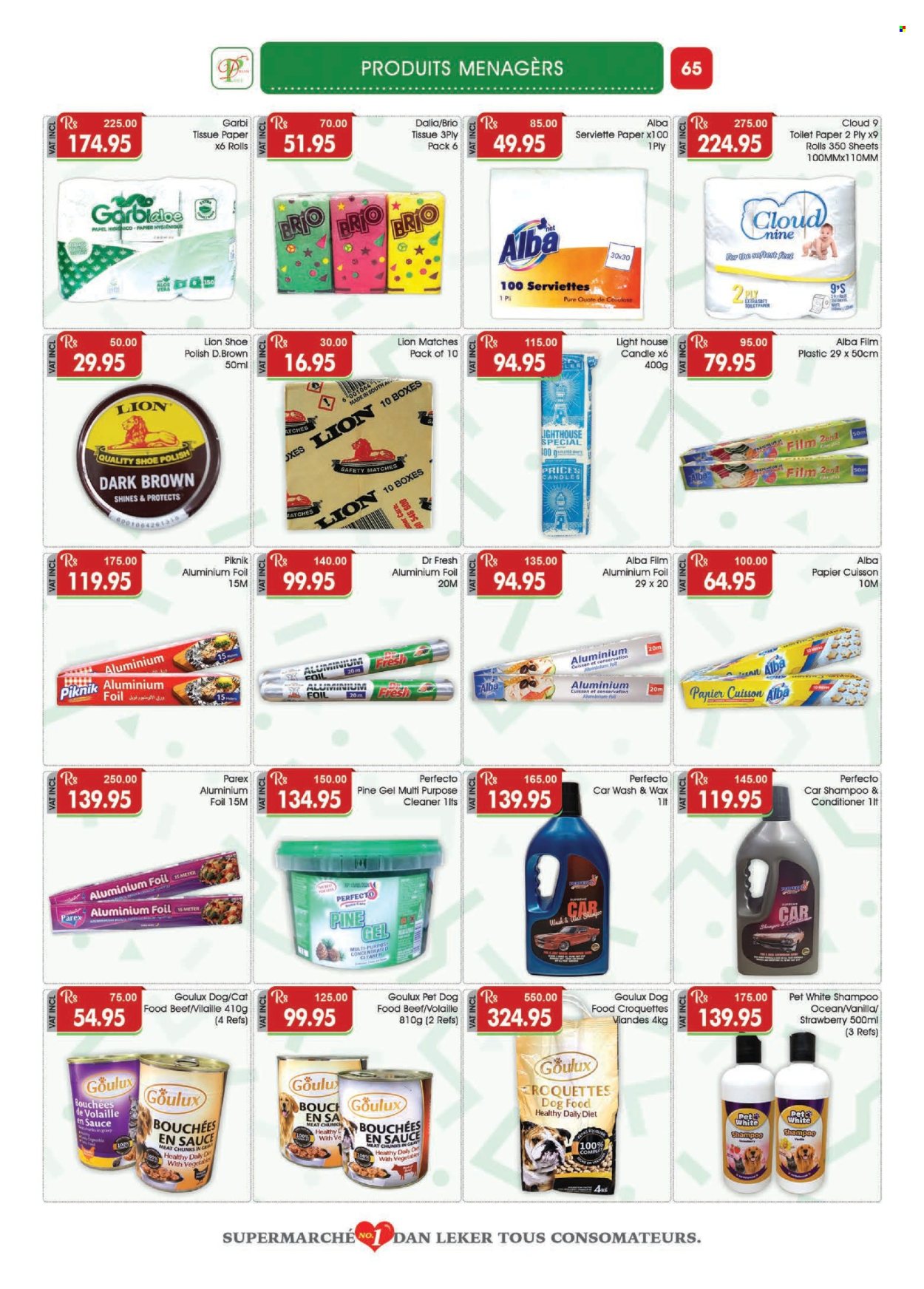 thumbnail - Dreamprice Catalogue - 17.04.2024 - 15.05.2024 - Sales products - croquettes, Cloud 9, sweets, aloe vera, toilet paper, tissues, cleaner, all purpose cleaner, conditioner, serviettes, aluminium foil, candle, animal food, cat food, dog food, sauce. Page 65.