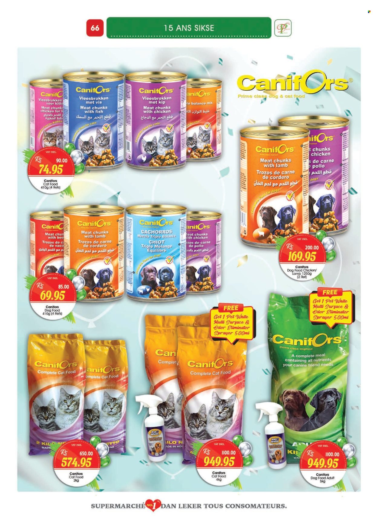 thumbnail - Dreamprice Catalogue - 17.04.2024 - 15.05.2024 - Sales products - sugar, odor eliminator, animal food, cat food, dog food. Page 66.