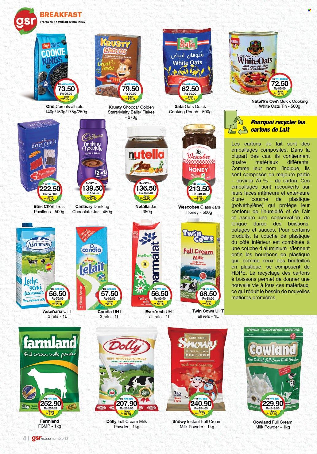 thumbnail - GSR Catalogue - 17.04.2024 - 12.05.2024 - Sales products - Parmalat, milk powder, cookies, Cadbury, cereals, hazelnut spread, hot chocolate, Nutella, sauce. Page 4.