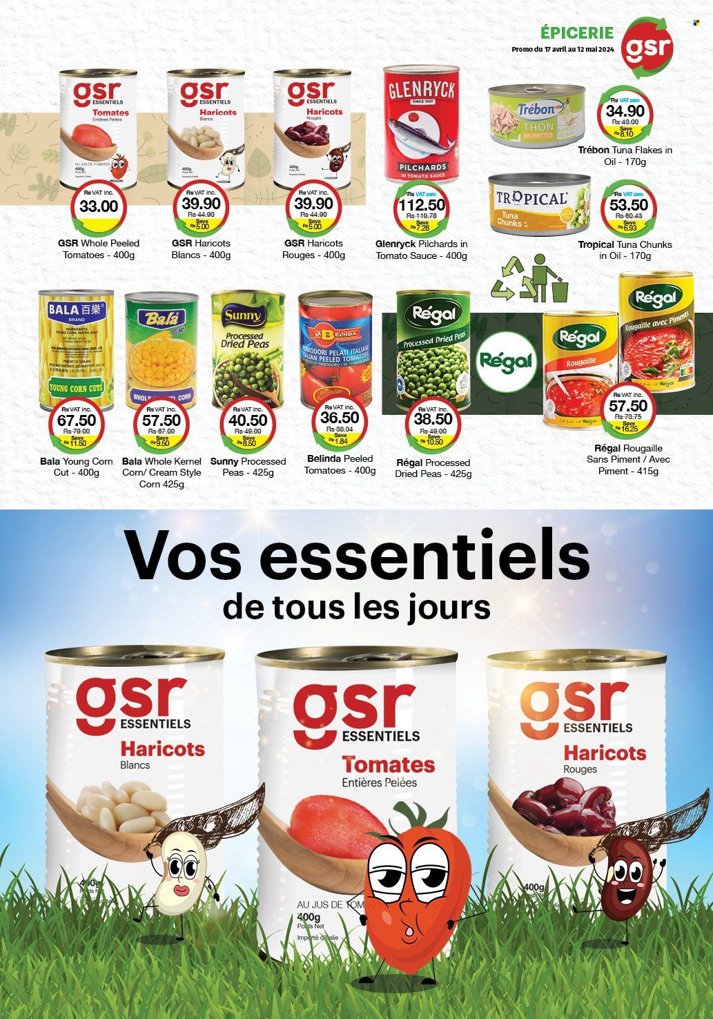 thumbnail - GSR Catalogue - 17.04.2024 - 12.05.2024 - Sales products - tomatoes, peas, sardines, tuna, peeled tomatoes, antioxidant drink. Page 9.