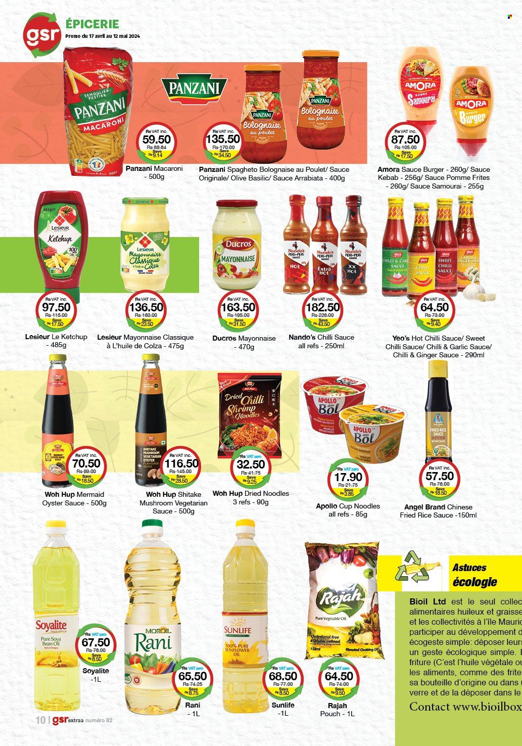 thumbnail - GSR Catalogue - 17.04.2024 - 12.05.2024 - Sales products - shiitake, beans, shrimps, macaroni, hamburger, pasta, noodles cup, noodles, ready meal, kabobs, mayonnaise, olives, hot sauce, ketchup, oyster sauce, chilli sauce, sweet chilli sauce, garlic sauce, sunflower oil, vegetable oil, oil. Page 10.
