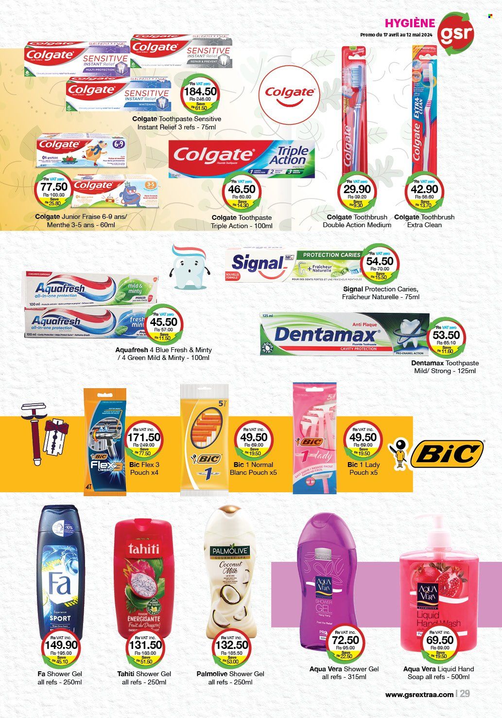 thumbnail - GSR Catalogue - 17.04.2024 - 12.05.2024 - Sales products - plant-based milk, coconut milk, shower gel, hand soap, hand wash, Palmolive, soap, toothbrush, toothpaste, Signal, BIC, Colgate. Page 29.