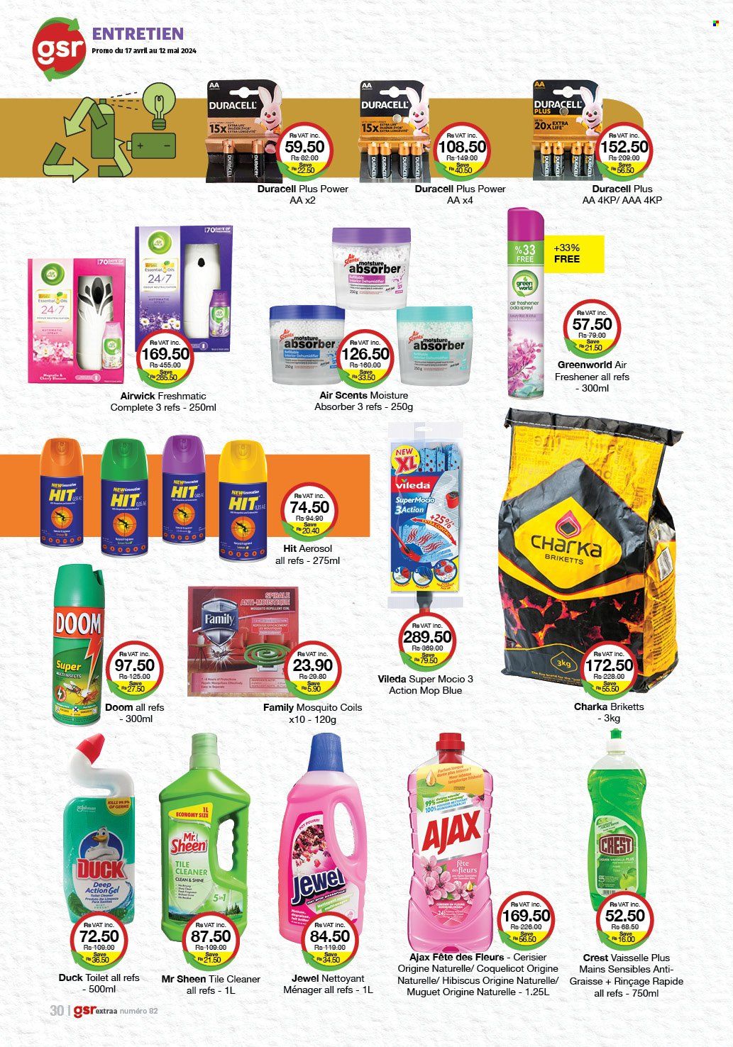 thumbnail - GSR Catalogue - 17.04.2024 - 12.05.2024 - Sales products - poultry meat, cleaner, Ajax, Crest, insecticide. Page 30.