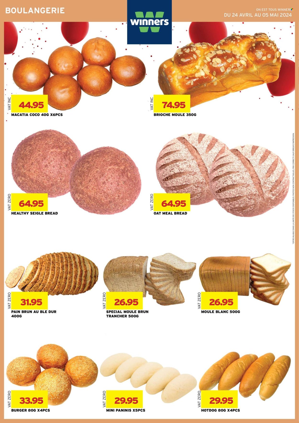 thumbnail - Winner's Catalogue - 24.04.2024 - 5.05.2024 - Sales products - bread, brioche, hot dog, hamburger. Page 11.