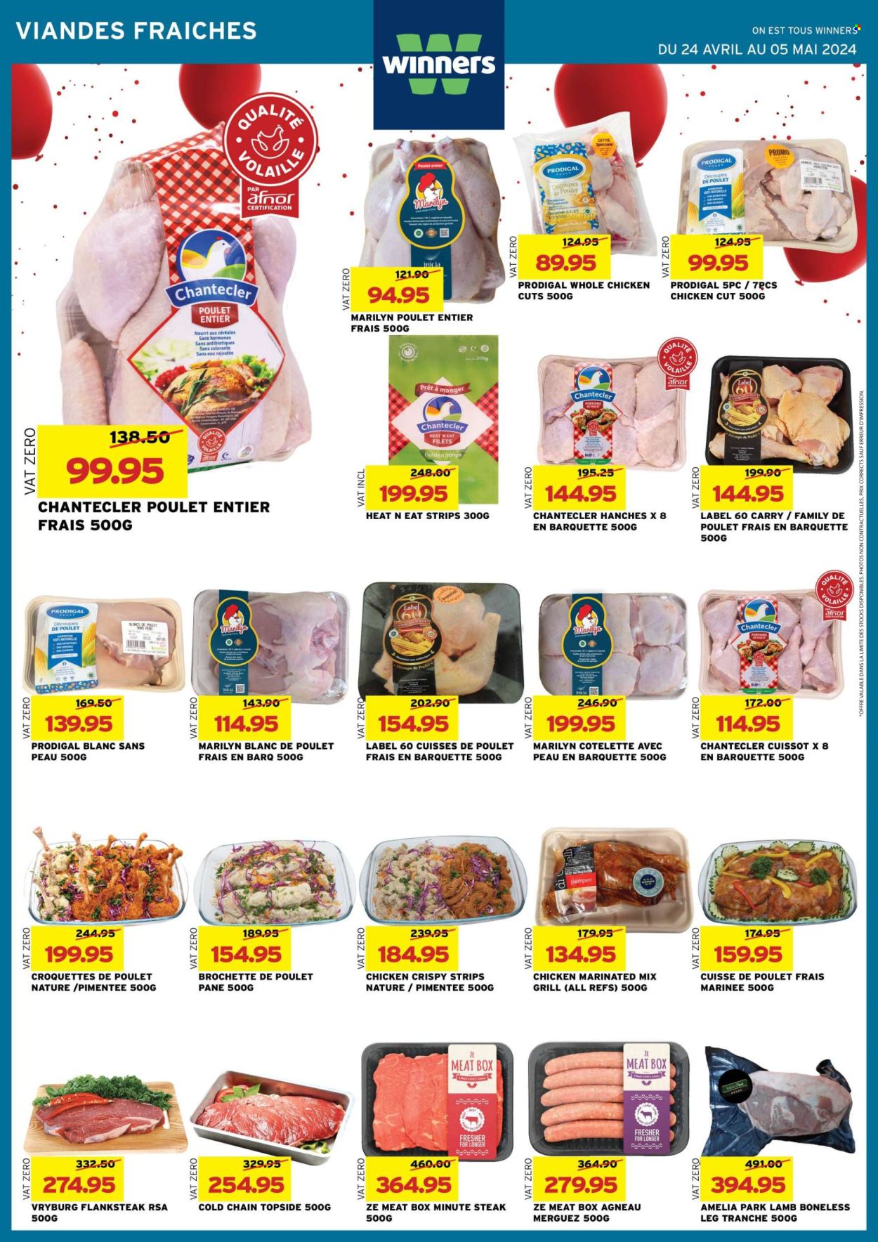 thumbnail - Winner's Catalogue - 24.04.2024 - 5.05.2024 - Sales products - strips, croquettes, whole chicken, chicken, steak, pen. Page 17.