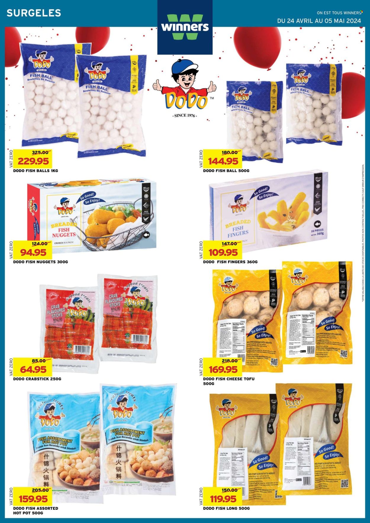 thumbnail - Winner's Catalogue - 24.04.2024 - 5.05.2024 - Sales products - cake, seafood, crab, fish nuggets, fish fingers, breaded fish, tofu, fish cake, water, pot. Page 20.