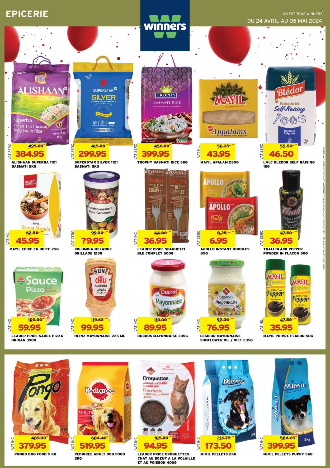 thumbnail - Winner's Catalogue - 24.04.2024 - 5.05.2024 - Sales products - spaghetti, pizza, pasta, instant noodles, noodles, mayonnaise, croquettes, basmati rice, rice, long grain rice, black pepper, oil, pot, animal food, dog food, Pedigree, Heinz. Page 31.