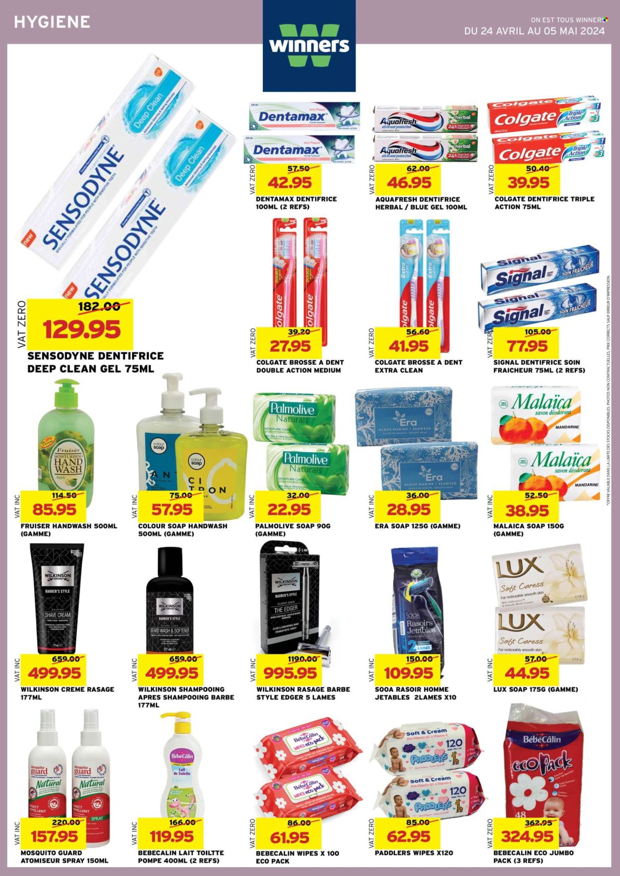 thumbnail - Winner's Catalogue - 24.04.2024 - 5.05.2024 - Sales products - sugar, seaweed, wipes, fabric softener, Lux, hand soap, hand wash, Palmolive, soap, Signal, deodorant, shave cream, Colgate, Sensodyne. Page 34.