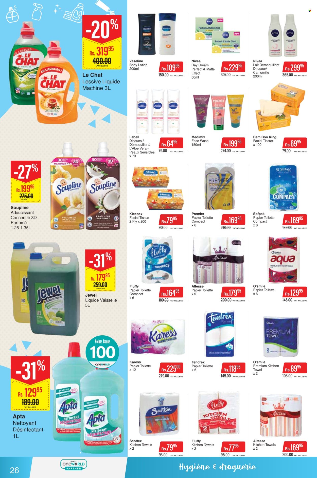 thumbnail - Intermart Catalogue - 25.04.2024 - 8.05.2024 - Sales products - aloe vera, Nivea, Kleenex, tissues, kitchen towels, face gel, Vaseline, day cream, facial tissues, face wash, body lotion. Page 26.