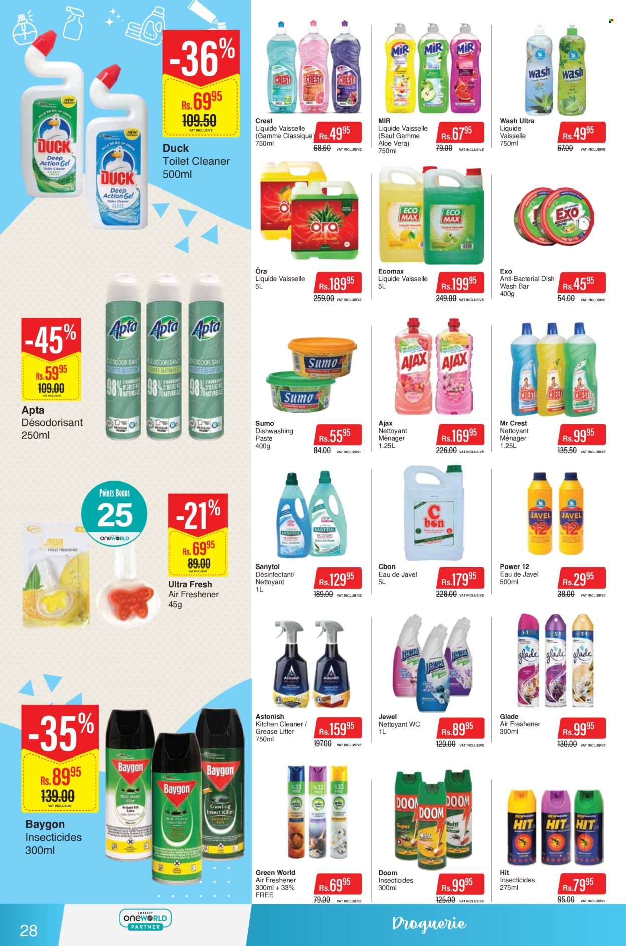 thumbnail - Intermart Catalogue - 25.04.2024 - 8.05.2024 - Sales products - aloe vera, poultry meat, cleaner, toilet cleaner, Ajax, Astonish, kitchen cleaner, dishwashing liquid, Crest, air freshener, Glade, Sanytol. Page 28.