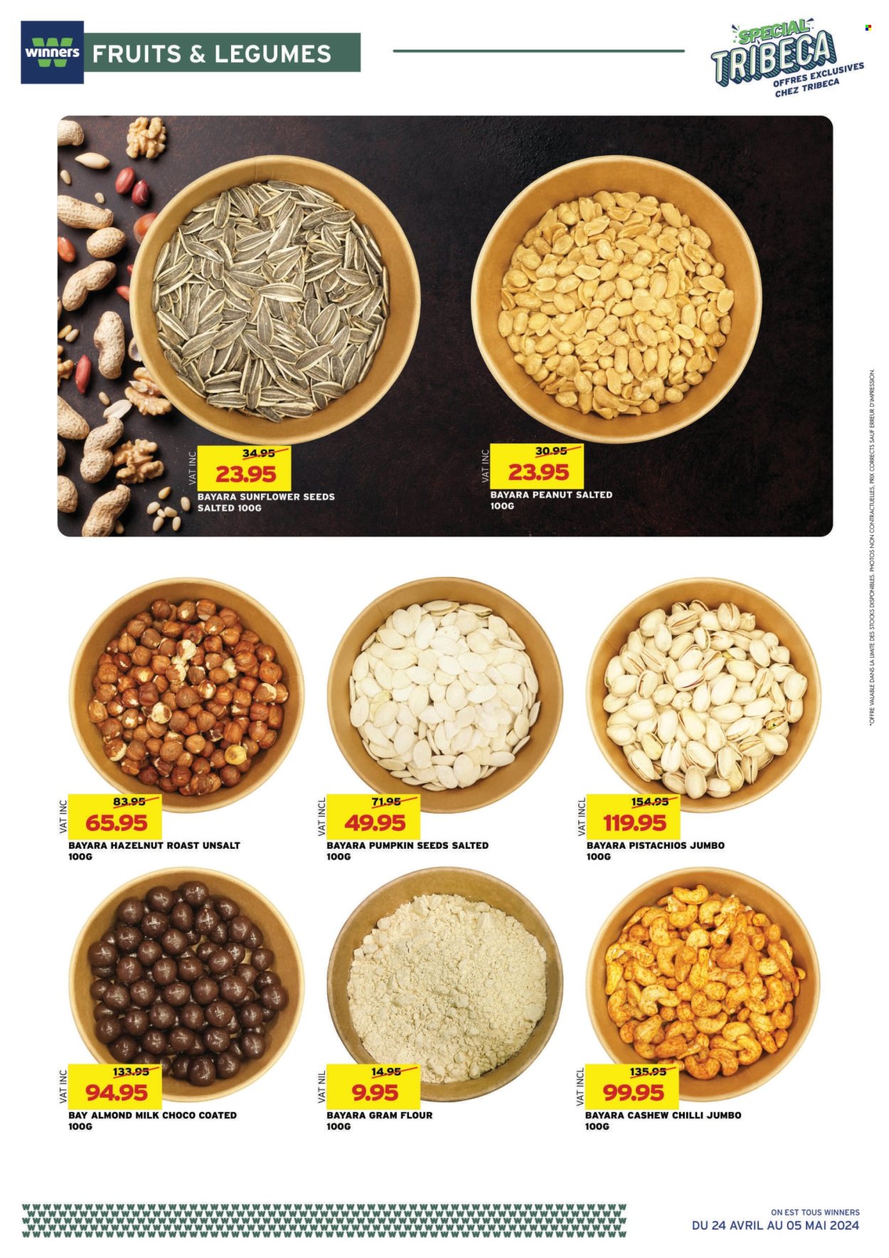 thumbnail - Winner's Catalogue - 24.04.2024 - 5.05.2024 - Sales products - roast, plant based product, almond milk, plant-based milk, flour, gram flour, pistachios, sunflower seeds, pumpkin seeds. Page 6.