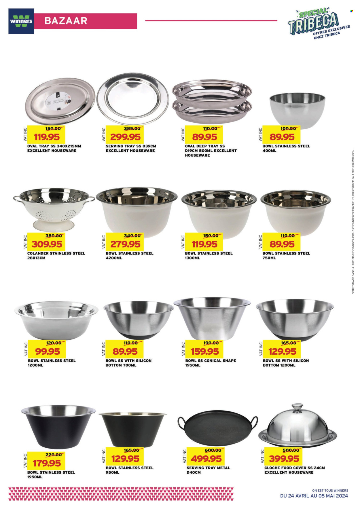 thumbnail - Winner's Catalogue - 24.04.2024 - 5.05.2024 - Sales products - colander, tray, bowl, food cover, serving tray. Page 20.