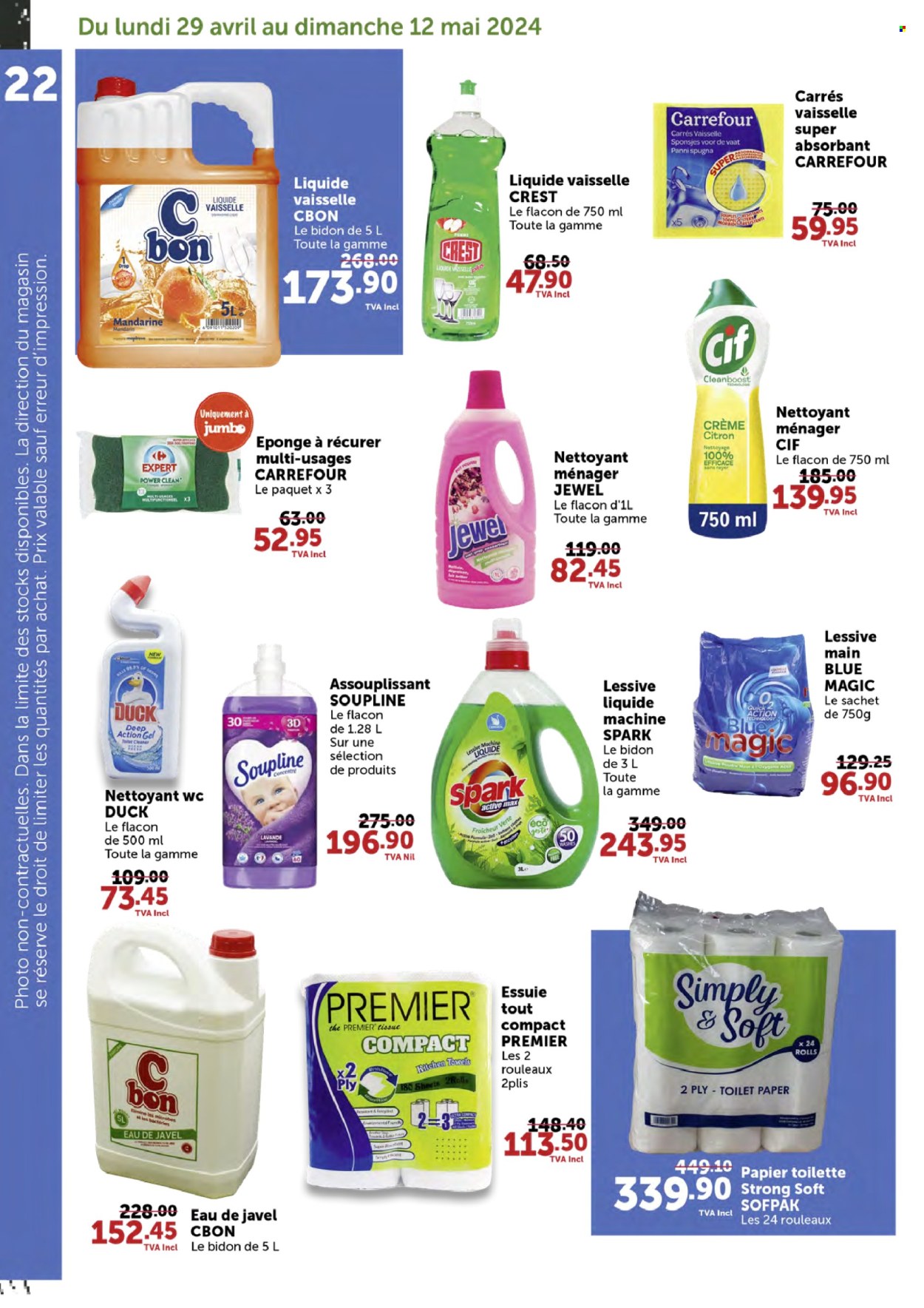thumbnail - Jumbo Catalogue - 29.04.2024 - 12.05.2024 - Sales products - poultry meat, toilet paper, tissues, kitchen towels, cleaner, toilet cleaner, Cif, Crest, pot. Page 22.