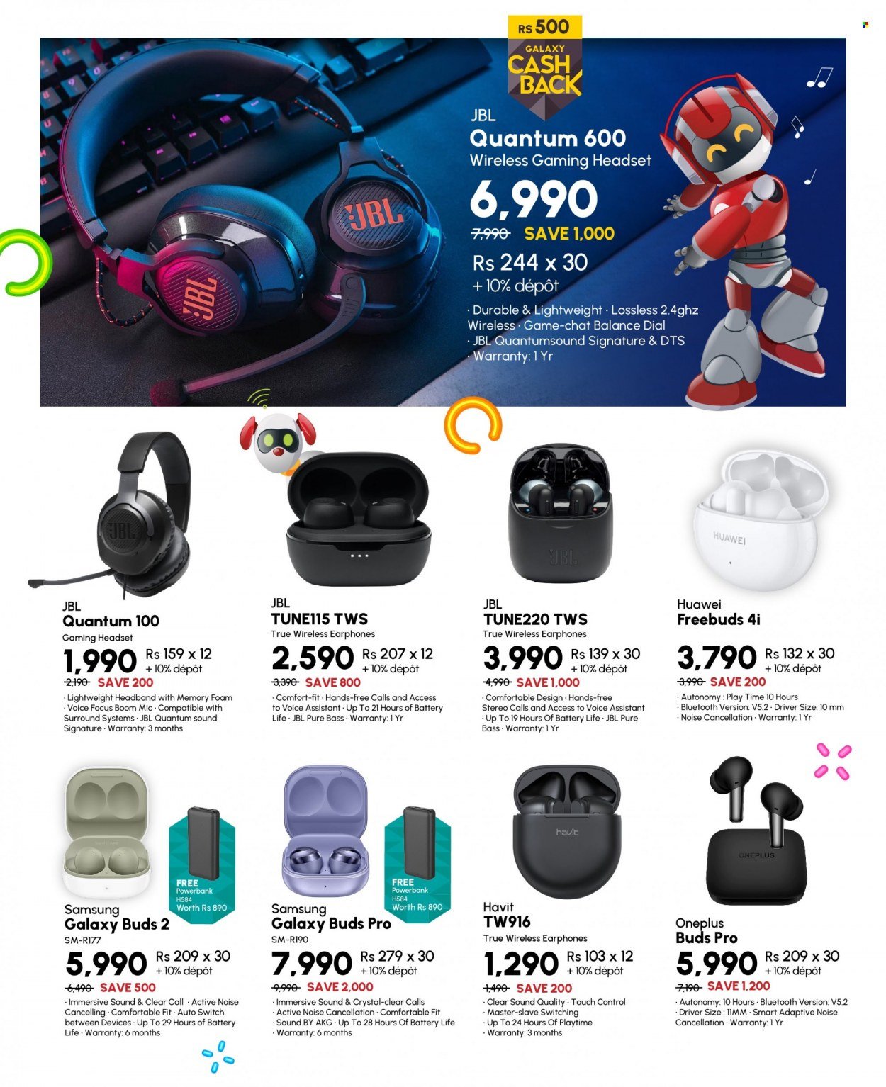 Galaxy Catalogue - 27.07.2022 - 15.08.2022 - Sales products - gaming headset, Havit, Huawei, Samsung Galaxy, Samsung, OnePlus, power bank, headset, AKG, JBL. Page 8.