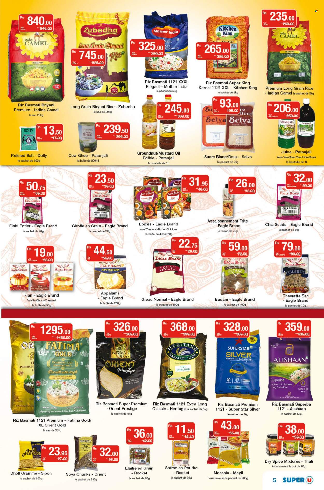 Super U Catalogue - 10.05.2022 - 22.05.2022 - Sales products - rocket, ghee, basmati rice, rice, soya chunks, long grain rice, chia seeds, spice, caramel, mustard oil, oil, Camel, juice, pot. Page 5.