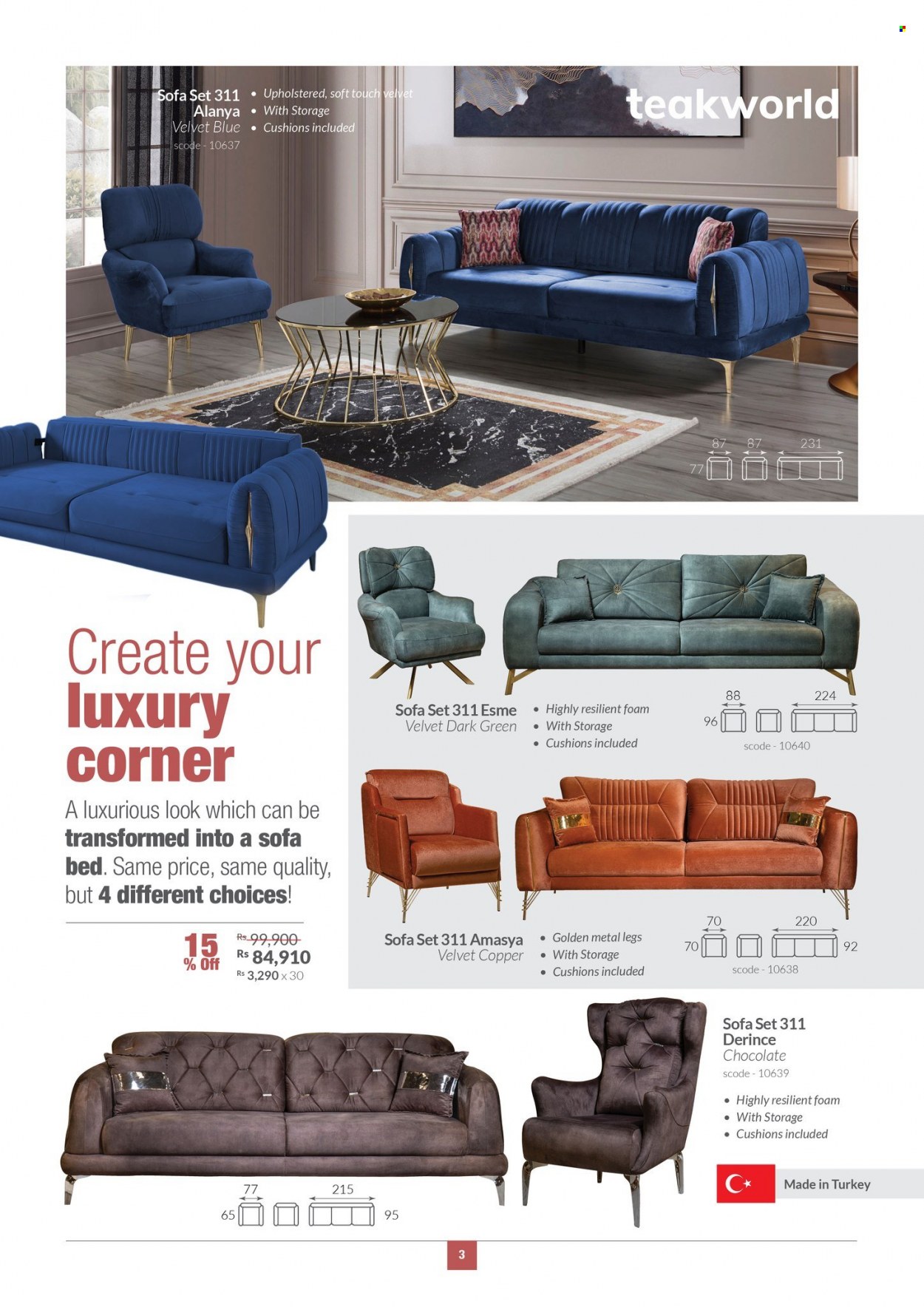 thumbnail - Teak World Catalogue - 28.07.2022 - 21.08.2022 - Sales products - sofa, sofa bed, bed, cushion. Page 3.