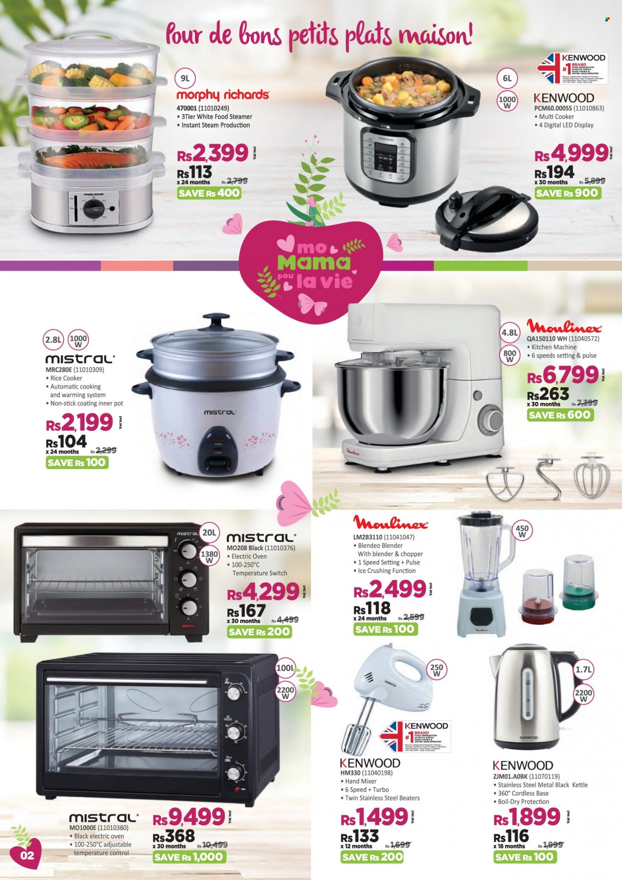 Courts Mammouth Catalogue - 1.05.2022 - 19.05.2022 - Sales products - pot, rice cooker, handy chopper, oven, Moulinex, mixer, multifunction cooker, stand mixer, hand mixer, Kenwood, kettle, food steamer, blender. Page 2.