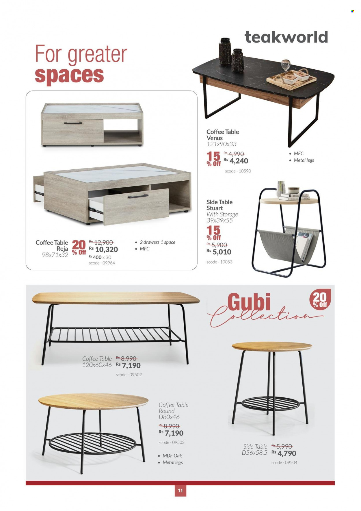 thumbnail - Teak World Catalogue - 28.07.2022 - 21.08.2022 - Sales products - table, coffee table, sidetable. Page 11.