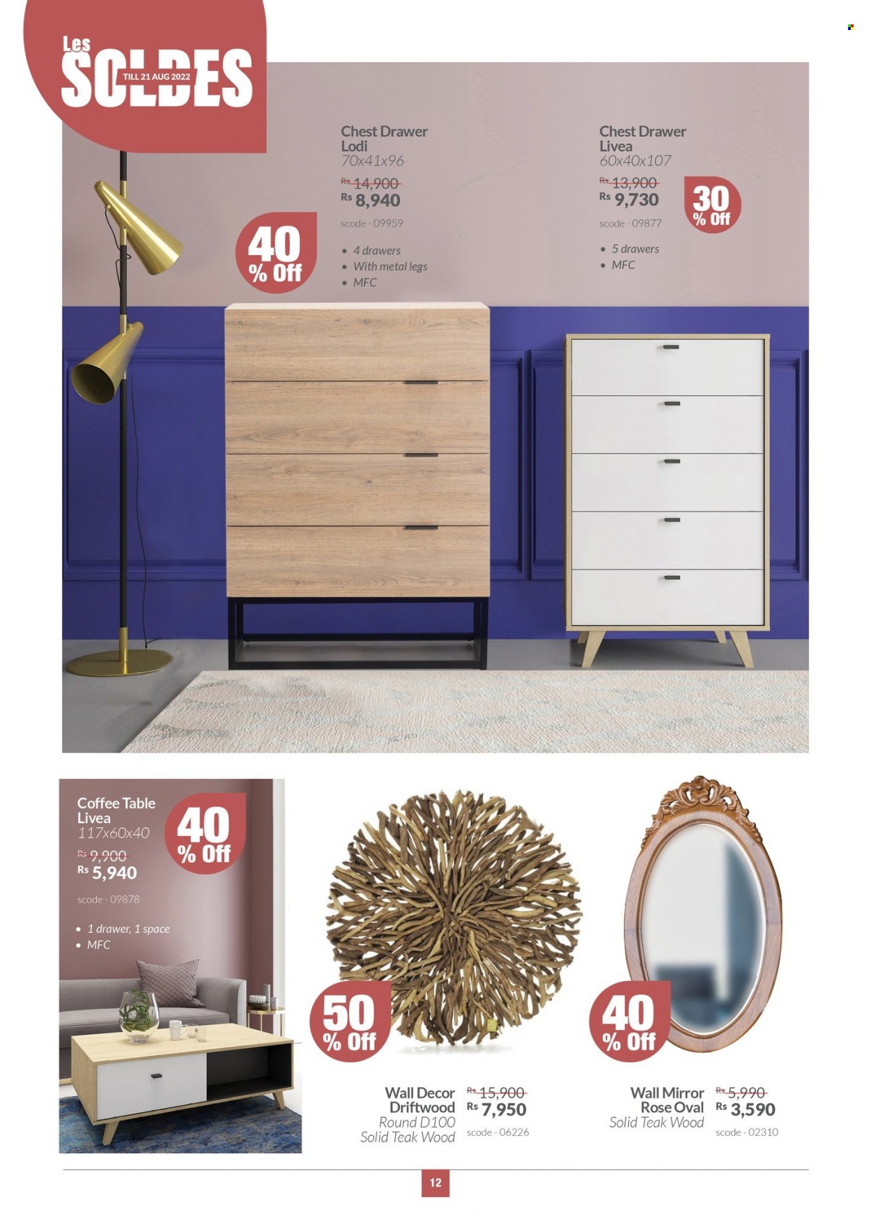 thumbnail - Teak World Catalogue - 28.07.2022 - 21.08.2022 - Sales products - table, coffee table, mirror, wall decor. Page 12.