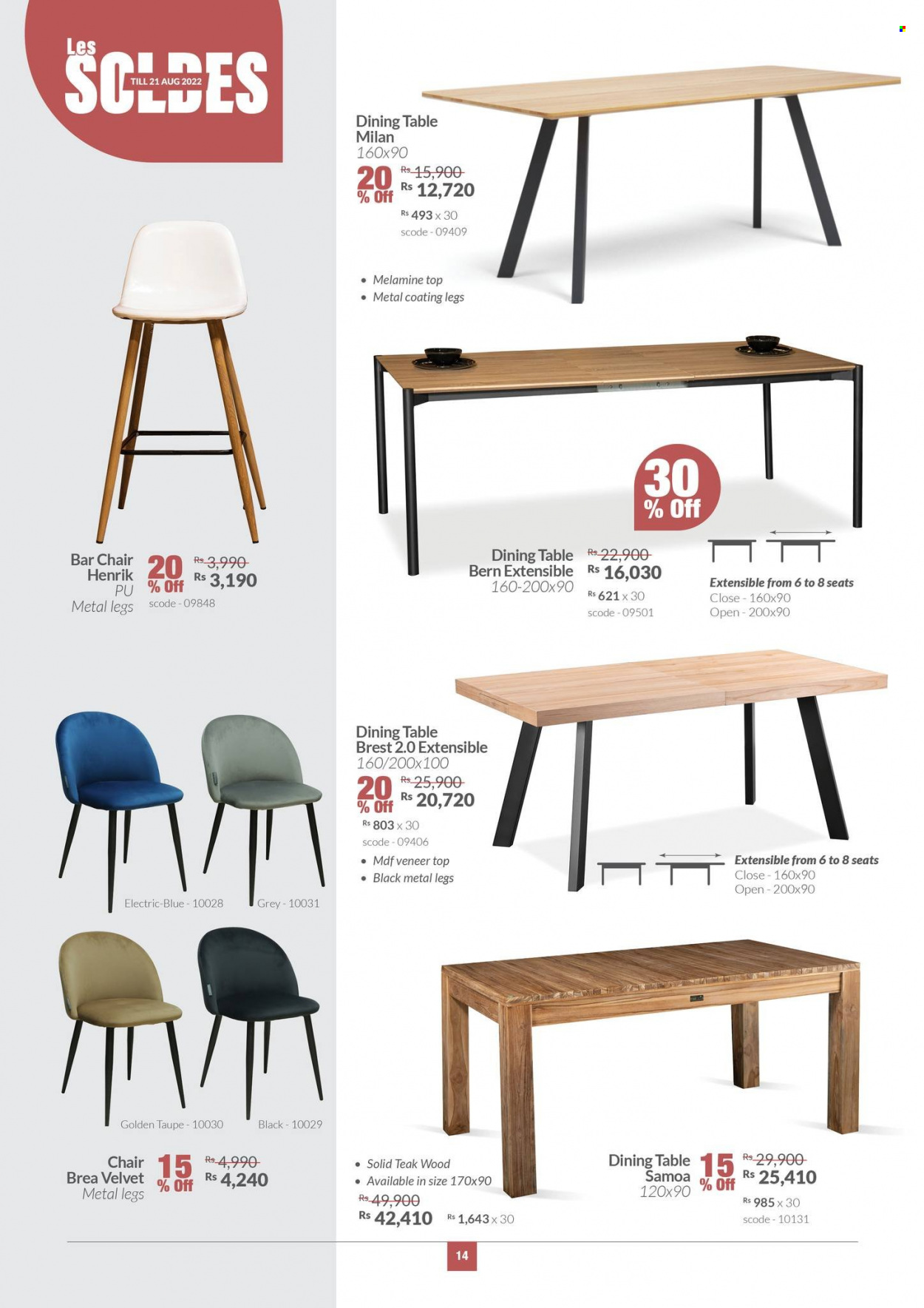 thumbnail - Teak World Catalogue - 28.07.2022 - 21.08.2022 - Sales products - dining table, table, chair. Page 14.